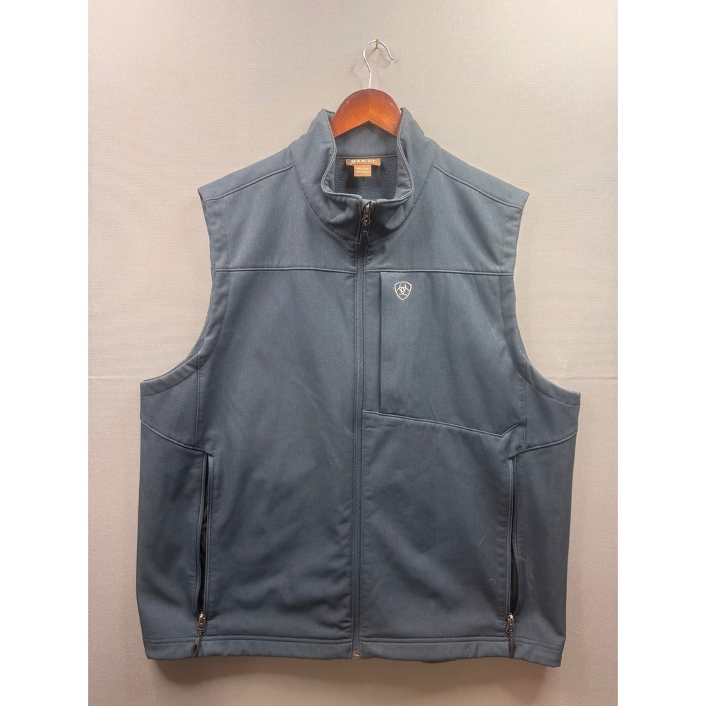 Ariat Softshell Vest Mens Blue Full Zip Fleece‎ Lined Pockets XXL